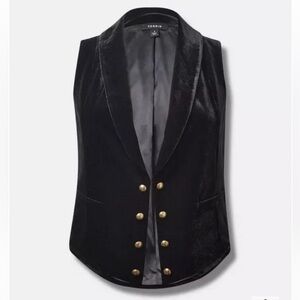 Torrid Stretch Velvet Button Front Vest
